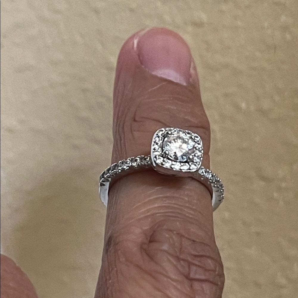 Moissanite silver engagement ring size 6
